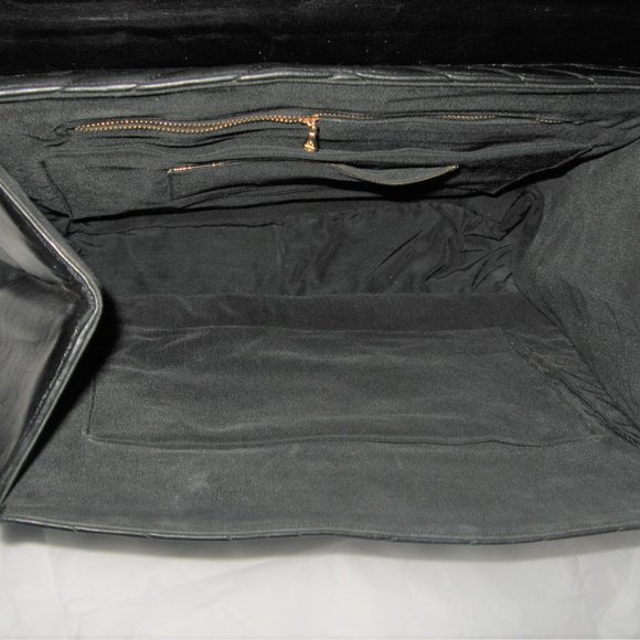 ❤️ HARRY ROSENFELD XL Black Soft Quilted V Leather Cabachon Top Handle Bag - Picture 14 of 15